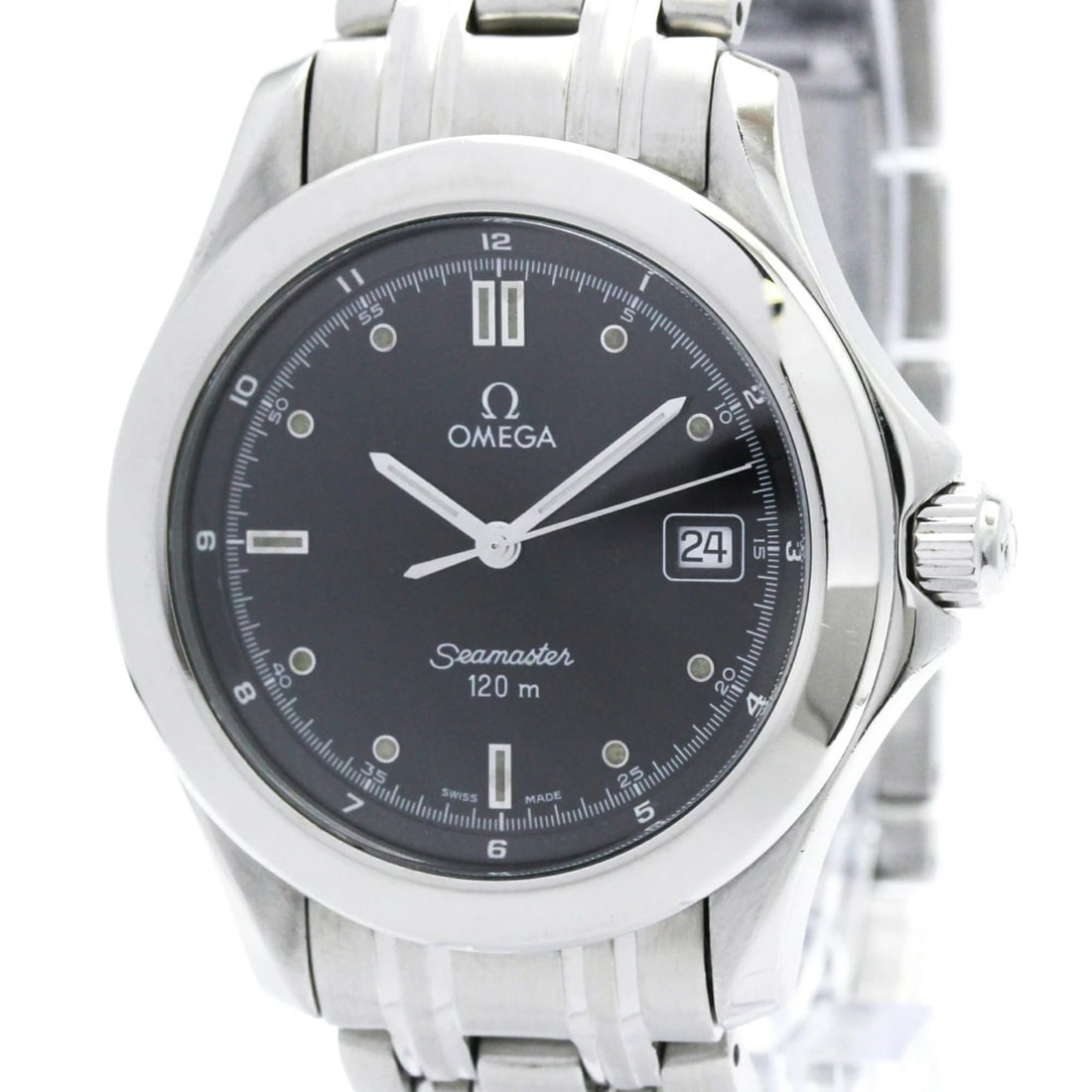 OMEGA SEAMASTER QUARTZ WATCH: OMEGA Seamaster Quartz Watch Brand: OMEGA Type: Wristwatch Material: Stainless Steel Color: Dial color black Size: Case diameter approx.: 36mm Accessories: None Accessories Notice: When purchasing