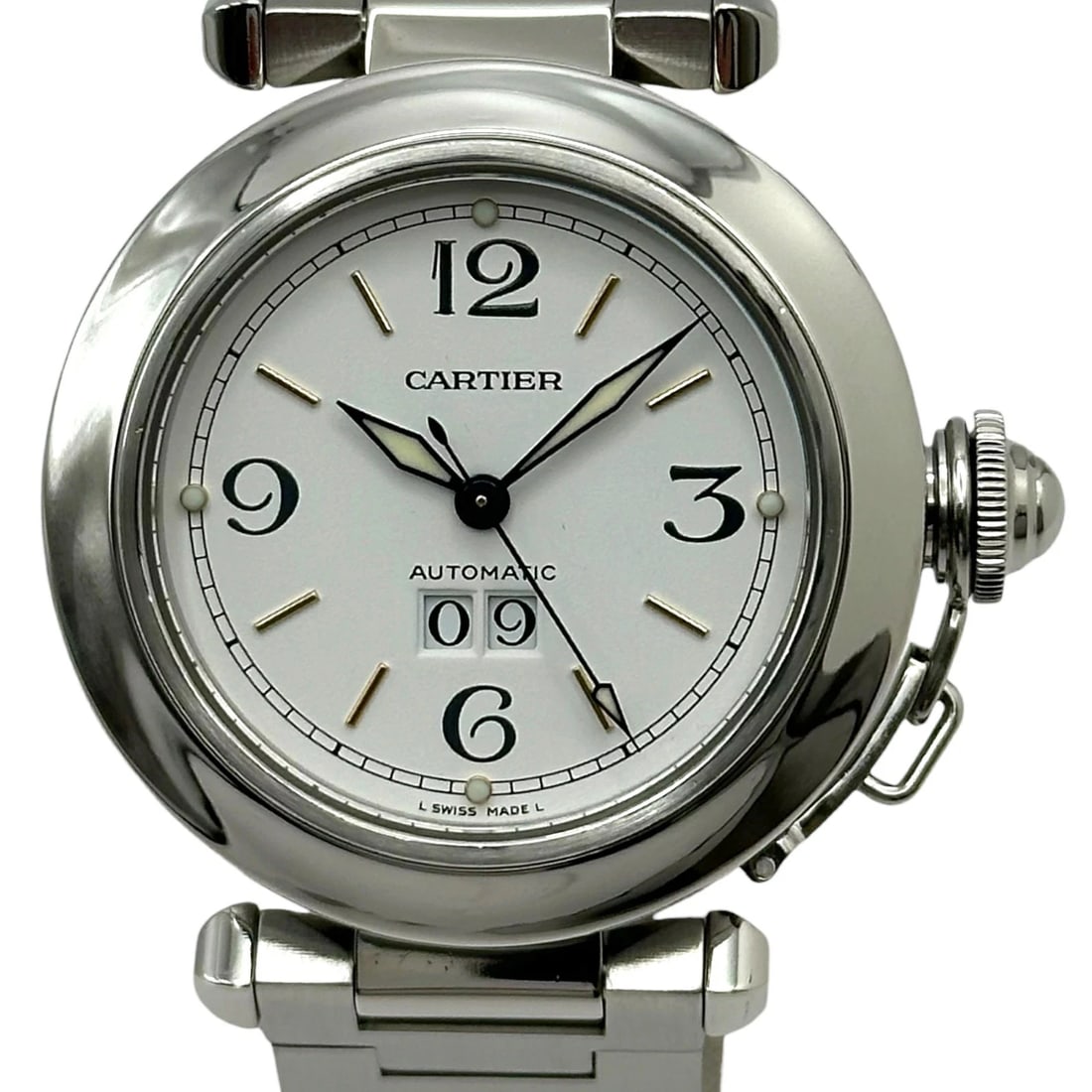 CARTIER PASHA C WHITE AUTOMATIC UNISEX WATCH: Cartier Pasha C White Automatic Unisex Watch Brand: Cartier Type: Wristwatch Material: Stainless Steel Color: Dial color white Size: Arm circumference approx. 16cm Case approx. 35mm Accessories: None