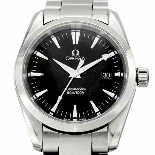 OMEGA SEAMASTER AQUA TERRA BLACK DIAL WATCH QUARTZ STAINLESS STEEL WATCH: Omega Seamaster Aqua Terra Black Dial Watch Quartz Stainless Steel Watch Brand: OMEGA Type: Wristwatch Material: Stainless Steel Color: Dial color black Size: case: approx. 36mm Arm circumference: