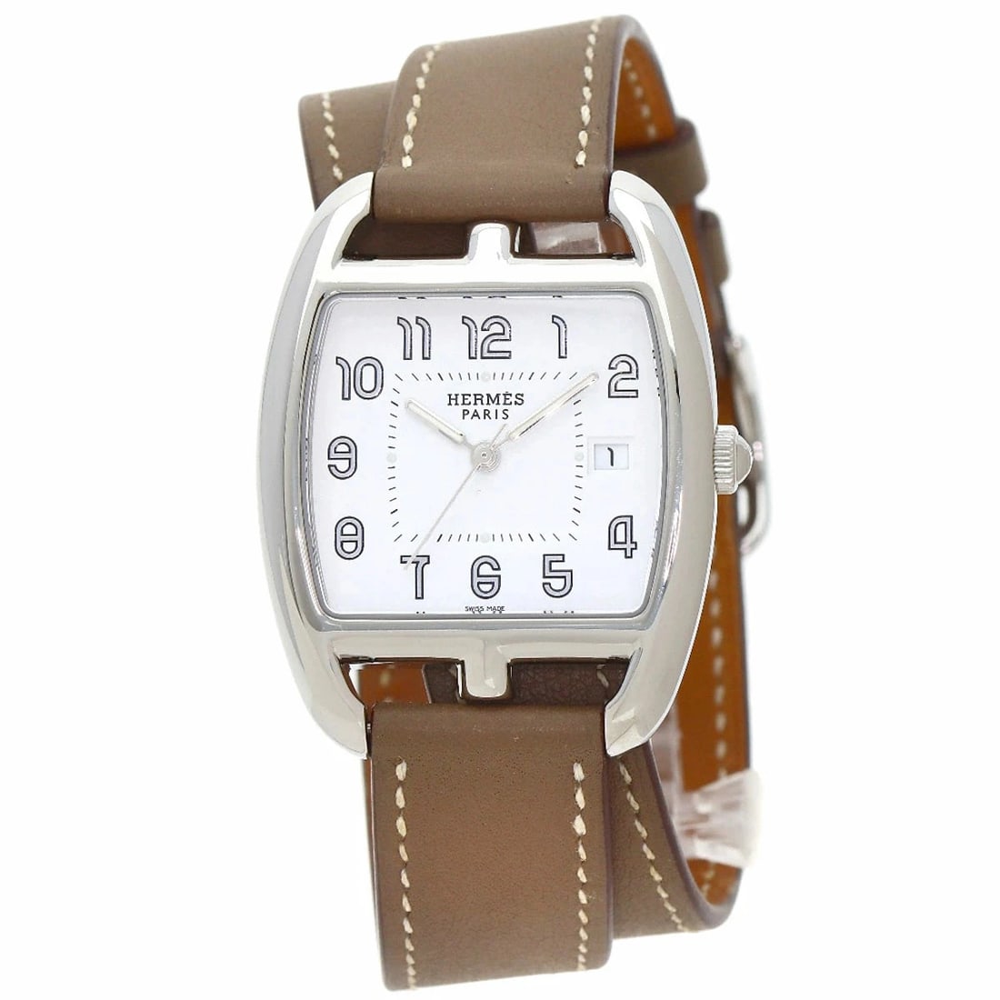 HERMES CAPE COD DOUBLE TOUR ETOUPE WATCH STAINLESS STEEL WATCH (1 of 4)