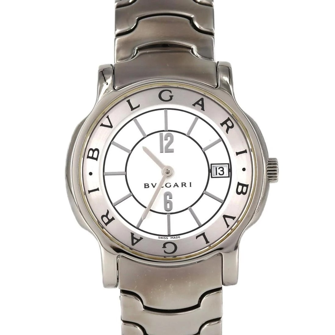 BVLGARI SOLO TEMPO QUARTZ WATCH BLACK WATCH: BVLGARI Solo Tempo Quartz Watch Black Watch Brand: BVLGARI Type: Wristwatch Material: Stainless Steel Color: Dial color white Size: Case diameter approx.: 35mm Maximum arm circumference: 17cm