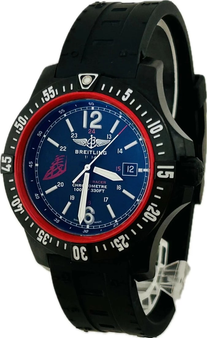 BREITLING COLT SKYRACER WATCH QUARTZ BLACK WATCH: Breitling Colt Skyracer Watch Quartz Black Watch Brand: BREITLING Type: Wristwatch Material: rubber Color: Dial color black Size: Case size (w) 45mm -Arm circumference size approx. 20cm Accessorie