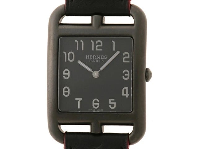 HERMES CAPE COD WATCH STAINLESS STEEL BLACK QUARTZ WATCH (1 of 2)