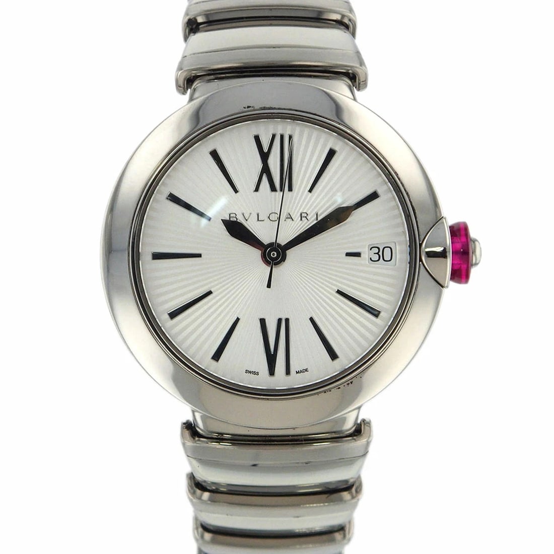 BVLGARI LUCHEA QUARTZ WATCH STAINLESS STEEL SILVER WATCH: BVLGARI Luchea Quartz Watch Stainless Steel Silver Watch Brand: BVLGARI Type: Wristwatch Material: Stainless Steel Color: Dial color silver Size: Size Arm circumference: approx. 17.5cm Accessories