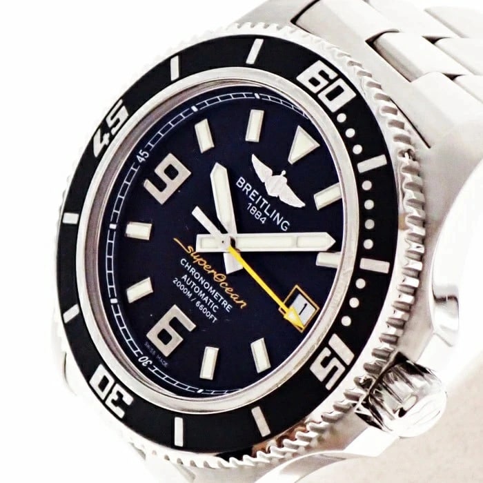 BREITLING SUPER OCEAN AUTOMATIC BLACK DIAL WATCH - 2