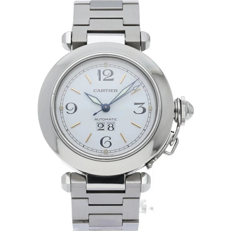 CARTIER PASHA C BIG DATE WHITE WATCH AUTOMATIC WATCH: Cartier Pasha C Big Date White Watch Automatic Watch Brand: Cartier Type: Wristwatch Material: Stainless Steel Color: Dial color white Size: Case diameter (H) approx. 35mm Case diameter (W) approx.