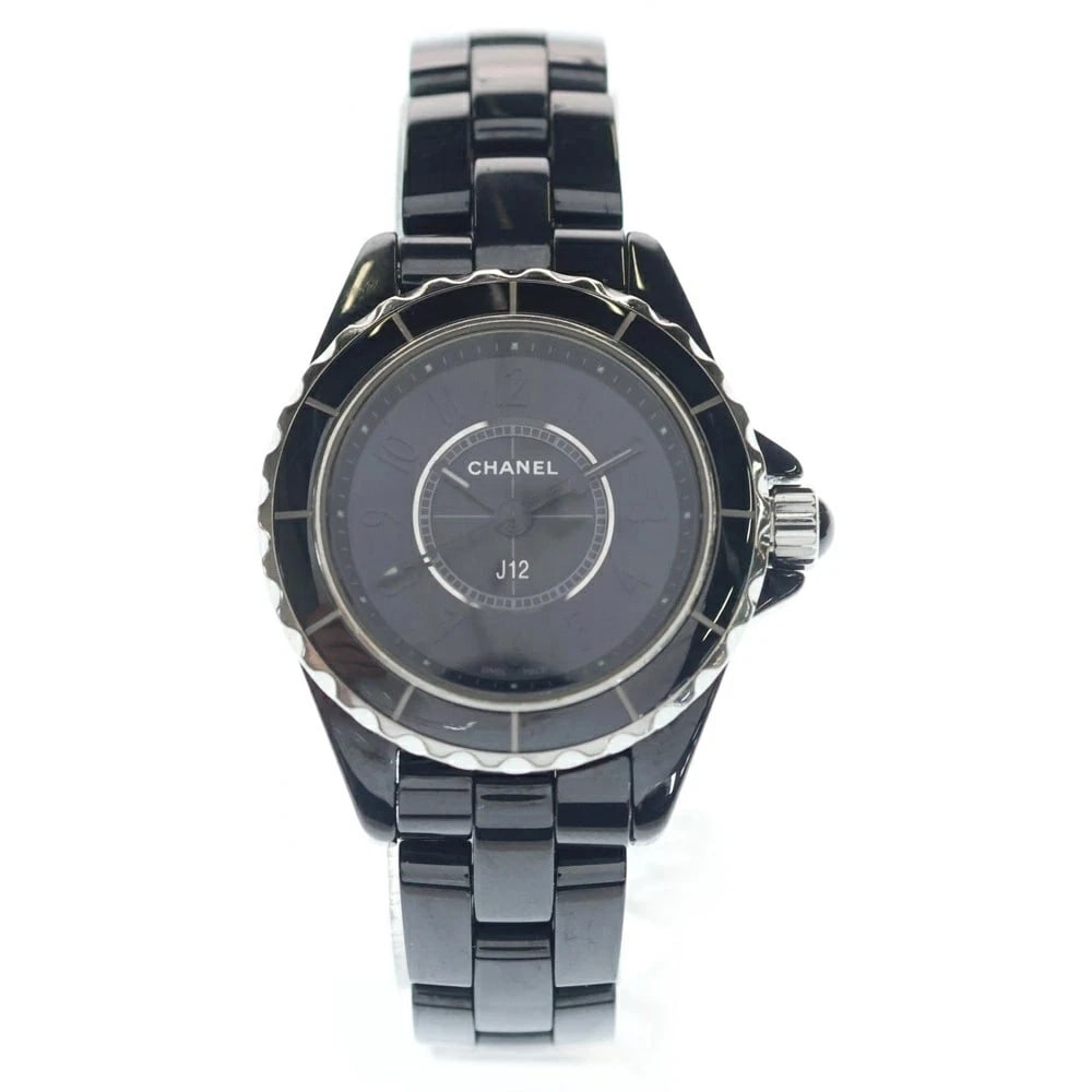 CHANEL J12 INTENSE BLACK DIAL QUARTZ WATCH SILVER: CHANEL J12 Intense Black Dial Quartz Watch Silver Brand: CHANEL Type: Wristwatch Material: ceremic Color: Dial color black Size: case size 29mm Accessories: None Accessories Notice: When purchasing