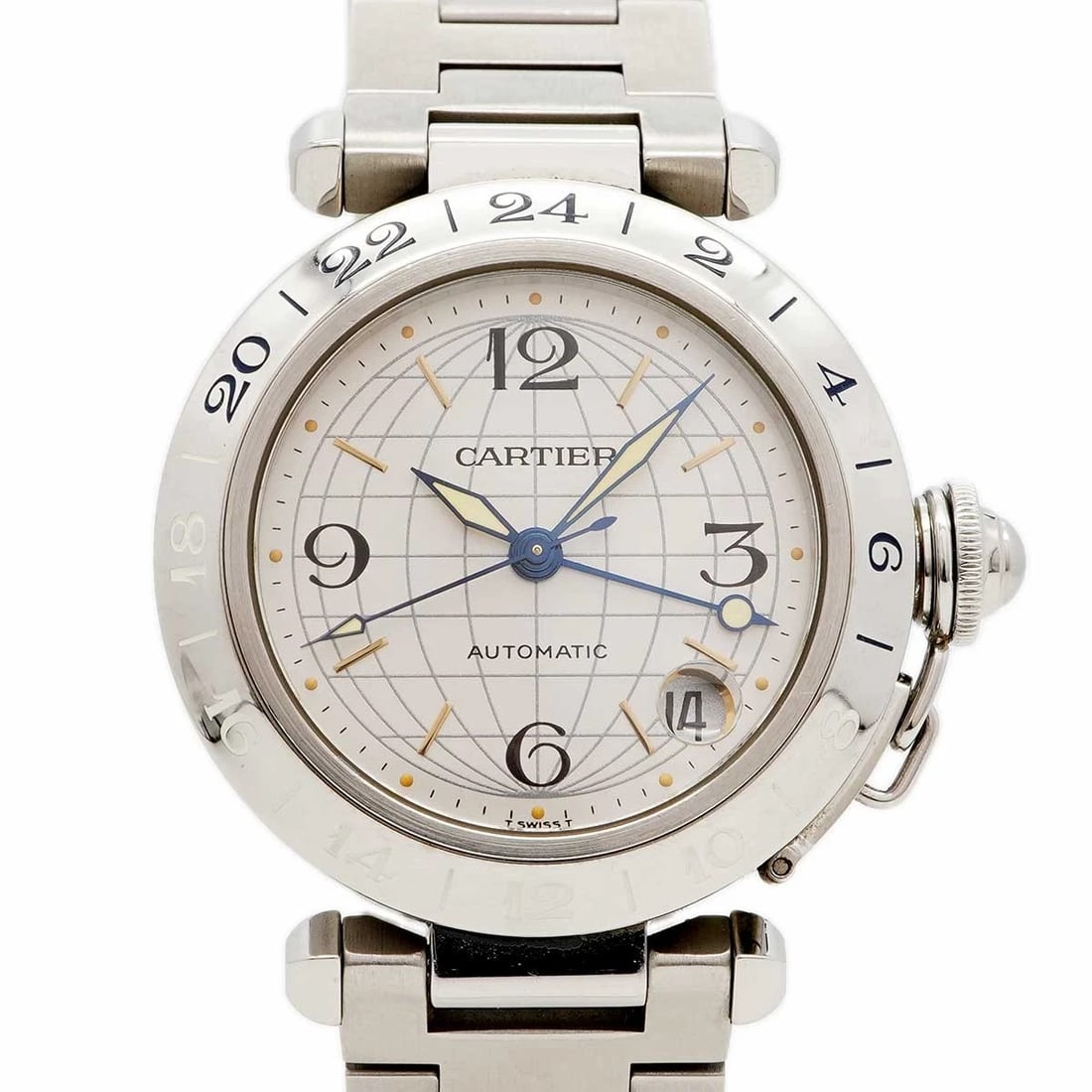 CARTIER PASHA C MERIDIAN SILVER DIAL WATCH BOYS AUTOMATIC: Cartier Pasha C Meridian Silver Dial Watch Boys Automatic Brand: Cartier Type: Wristwatch Material: Stainless Steel Color: Dial color silver Size: Case: Width approx. 35.0mm Arm circumference: