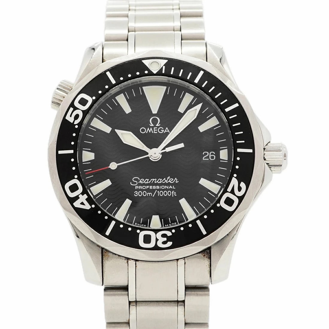 OMEGA SEAMASTER BLACK DIAL WATCH BOYS: Omega Seamaster Black Dial Watch Boys Brand: OMEGA Type: Wristwatch Material: Stainless Steel Color: Dial color black Size: Case: Width approx. 36.2mm Arm circumference: approx. 16.5cm Accessories: