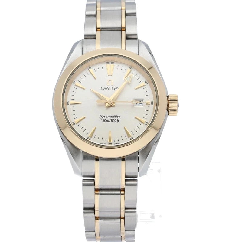 OMEGA SEAMASTER AQUA TERRA QUARTZ WATCH SILVER: Omega Seamaster Aqua Terra Quartz Watch Silver Brand: OMEGA Type: Wristwatch Material: SSYG Color: Dial color silver Size: Case diameter (H) approx. 29.2mm Case diameter (W) approx. 29.2mm Arm circumf