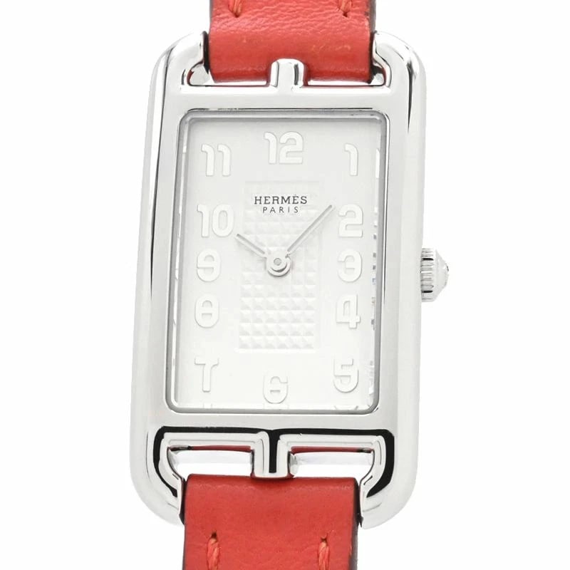 HERMES NANTUCKET WHITE DIAL QUARTZ WATCH: Hermes Nantucket White Dial Quartz Watch Brand: HERMES Type: Wristwatch Material: ss leather Color: Dial color silver Size: Case size 20mm27mm (excluding crown and lugs) Accessories: None