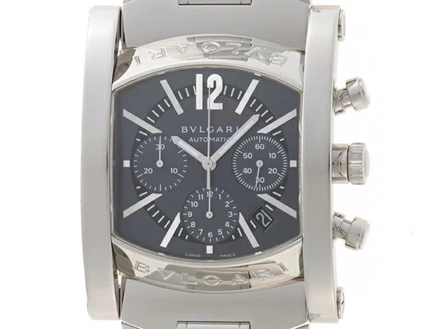BVLGARI ASHOMA CHRONOGRAPH STAINLESS STEEL GRAY AUTOMATIC WATCH: BVLGARI Ashoma Chronograph Stainless Steel Gray Automatic Watch Brand: BVLGARI Type: Wristwatch Material: Stainless Steel Color: Dial color gray Size: case: approx. 48mm Arm circumference: Approximate