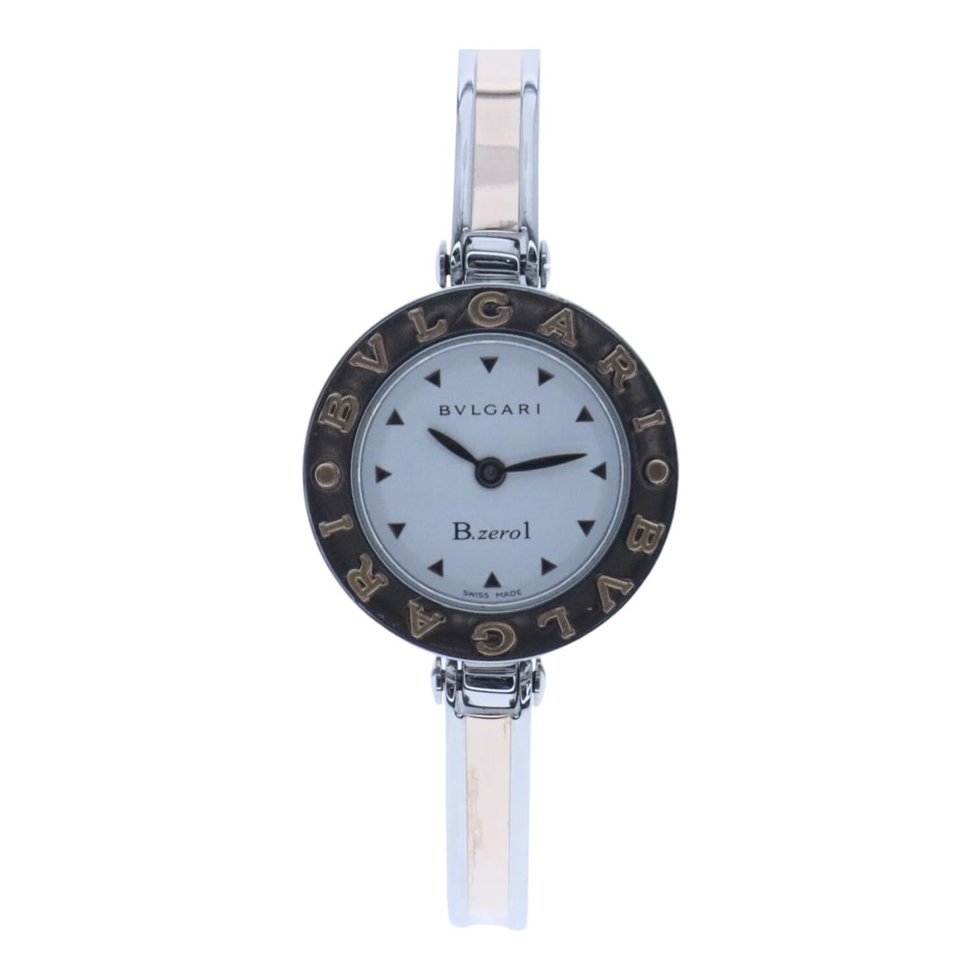 BVLGARI B-ZERO1 BANGLE WATCH QUARTZ STAINLESS STEEL: BVLGARI B-Zero1 Bangle Watch Quartz Stainless Steel Brand: BVLGARI Type: Wristwatch Material: SS K18 YG Color: Dial color blue Size: Case width: 22mm Wrist circumference: 15cm Accessories: None