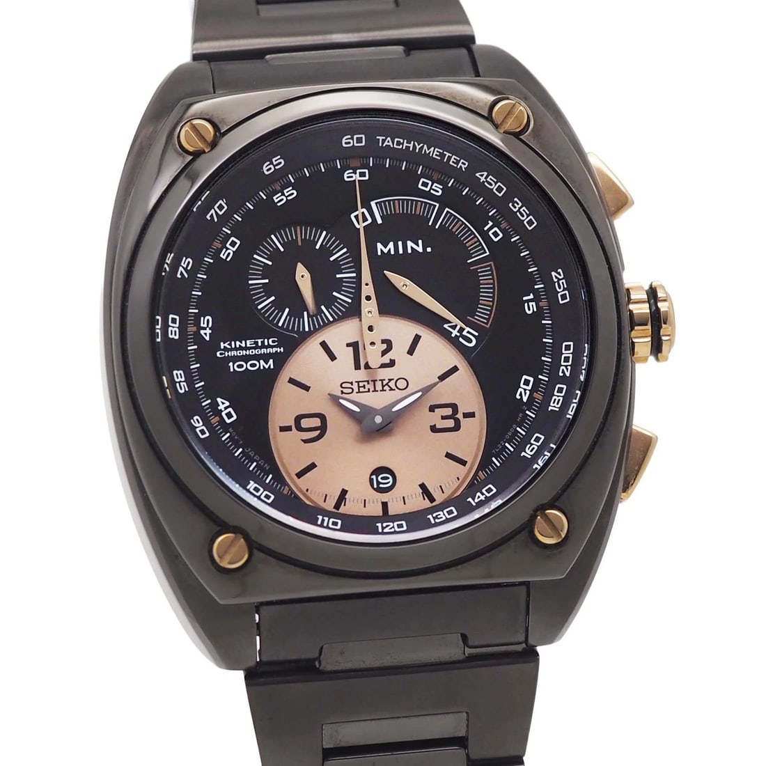SEIKO KINETIC CHRONO LIMITED WATCH BLACK: SEIKO Kinetic Chrono Limited Watch Black Brand: SEIKO Type: Wristwatch Material: Stainless Steel Color: Dial color black Size: Size 42mm Accessories: None Accessories Notice: When purchasi