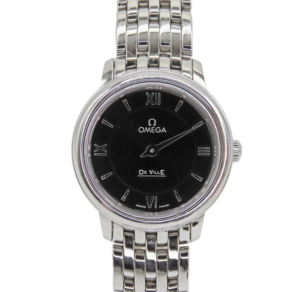 OMEGA DEVILLE PRESTIGE QUARTZ BLACK DIAL WATCH: OMEGA DeVille Prestige Quartz Black Dial Watch Brand: OMEGA Type: Wristwatch Material: Stainless Steel Color: Dial color silver black Size: case: approx. 24.5mm Arm circumference: approx. 16.0cm A