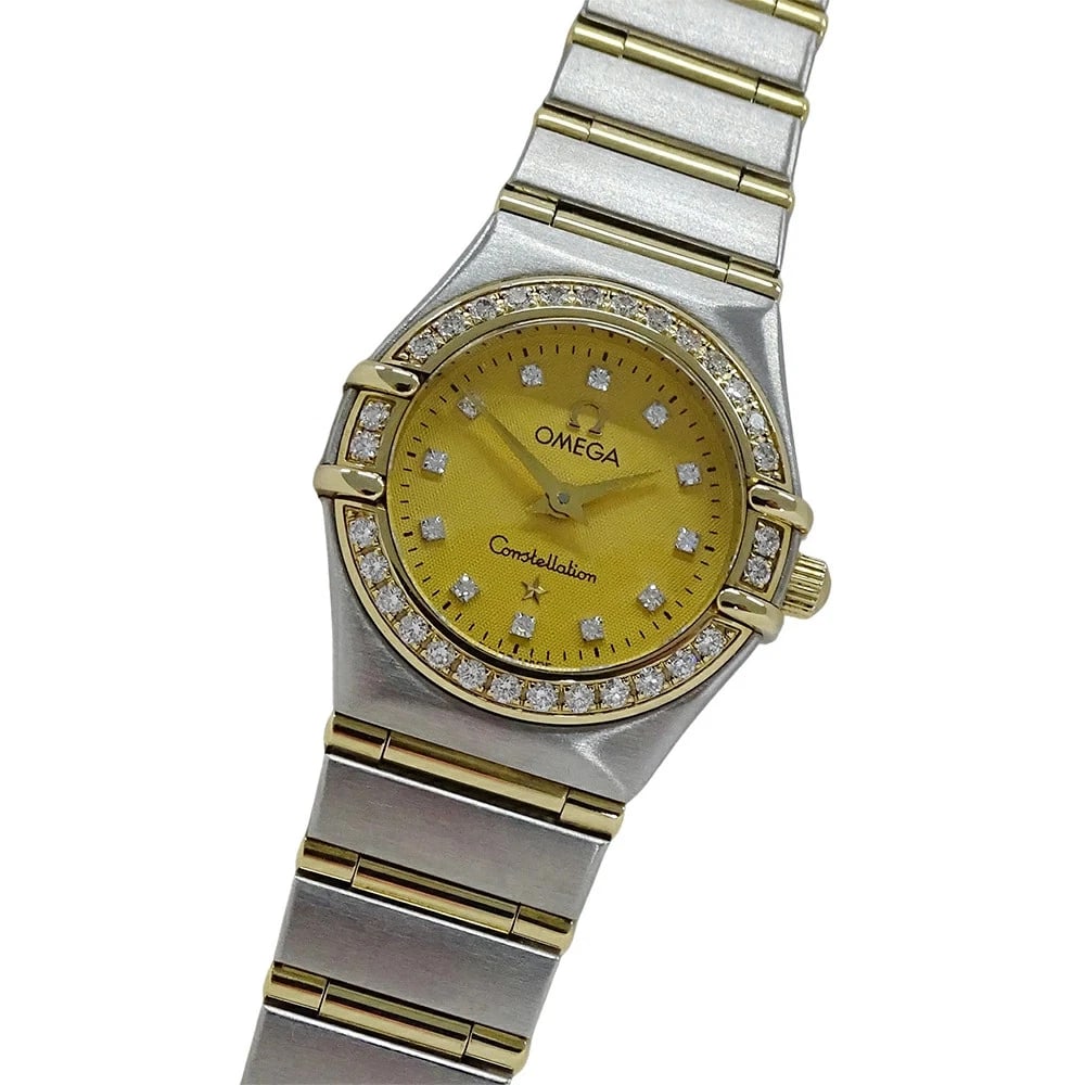 OMEGA CONSTELLATION MINI DIAMOND QUARTZ GOLD WATCH: OMEGA Constellation Mini Diamond Quartz Gold Watch Brand: OMEGA Type: Wristwatch Material: ssYG Color: Dial color GOLD Size: Measurements Arm circumference: approx. 16.5cm Case width: approx. 22.0mm (