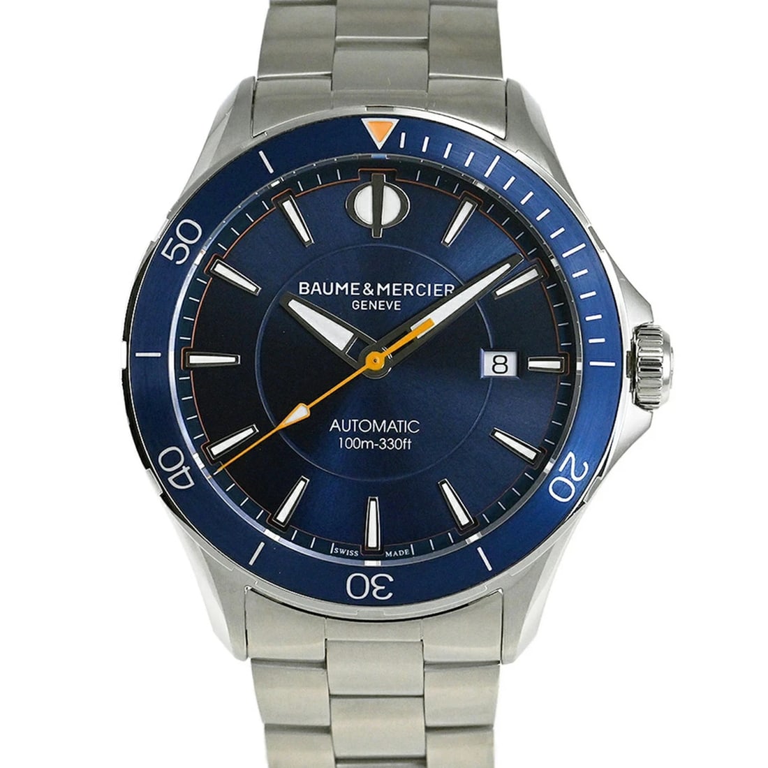 BAUME&MERCIER CLIFTON CLUB STAINLESS STEEL WATCH: BAUME&MERCIER Clifton Club Stainless Steel Watch Brand: BAUME&MERCIER Type: Wristwatch Material: Stainless Steel Color: Dial color blue Size: Case Diameter: 42mm Accessories: None Accessor