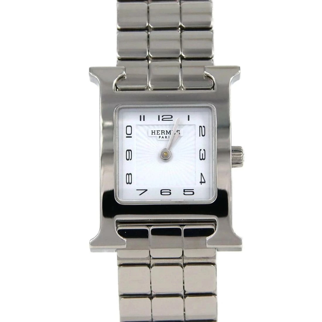 HERMES H WATCH QUARTZ WATCH: Hermes H Watch Quartz Watch Brand: HERMES Type: Wristwatch Material: Titanium (DLC processing)Bracelet-Strap Bracelet Color: Dial color black Size: Case size 54.749.8mm Accessories: None A
