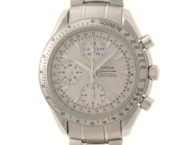 OMEGA SPEEDMASTER DAY DATE WATCH AUTOMATIC SILVER DIAL: OMEGA Speedmaster Day Date Watch Automatic Silver Dial Brand: OMEGA Type: Wristwatch Material: stainless steel/sapphire glass Color: Dial color Silver x Silver Dial Size: case: approx. 40mm x 45mm