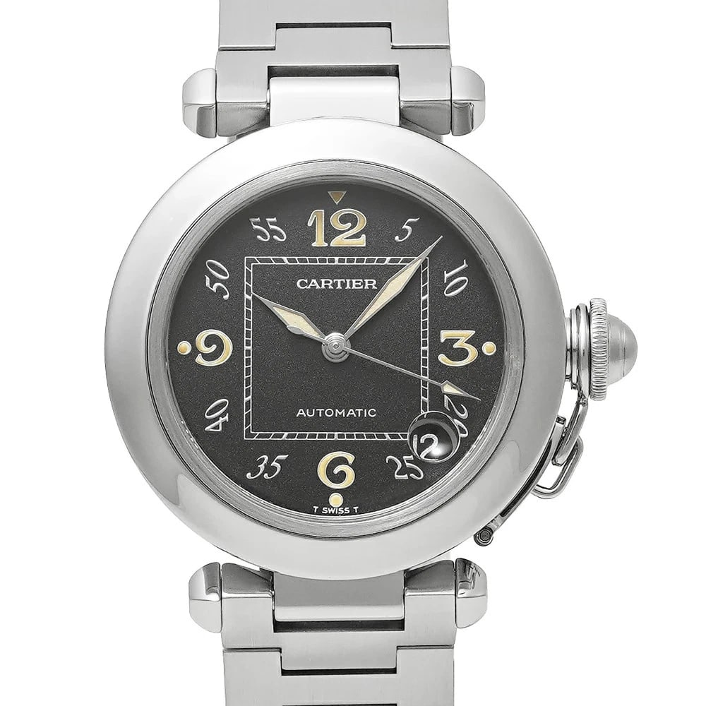 CARTIER PASHA C UNISEX BLACK WATCH AUTOMATIC: Cartier Pasha C Unisex Black Watch Automatic Brand: Cartier Type: Wristwatch Material: Stainless Steel Color: Dial color black Size: Height 35mm Width 35mm Accessories: None Accessories Notice: When