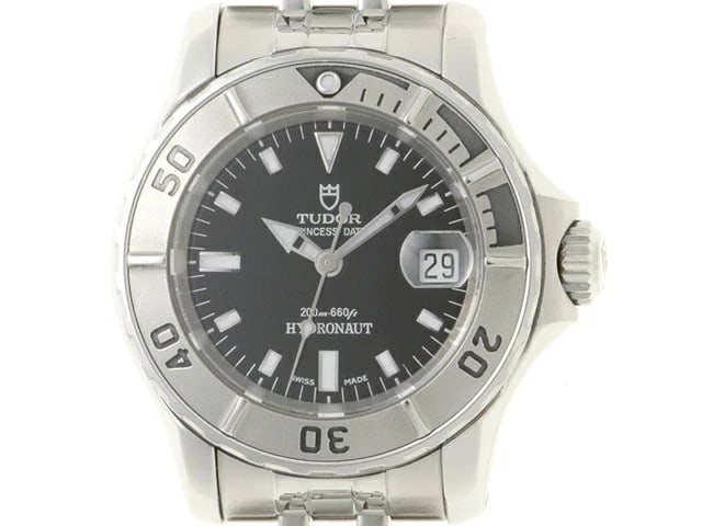 TUDOR PRINCESS DATE HYDRONAUT WATCH STAINLESS STEEL BLACK DIAL: TUDOR Princess Date Hydronaut Watch Stainless Steel Black Dial Brand: TUDOR Type: Wristwatch Material: Stainless Steel / Stainless Steel Color: Dial color Black Size: Size case: approx. 28.0mm