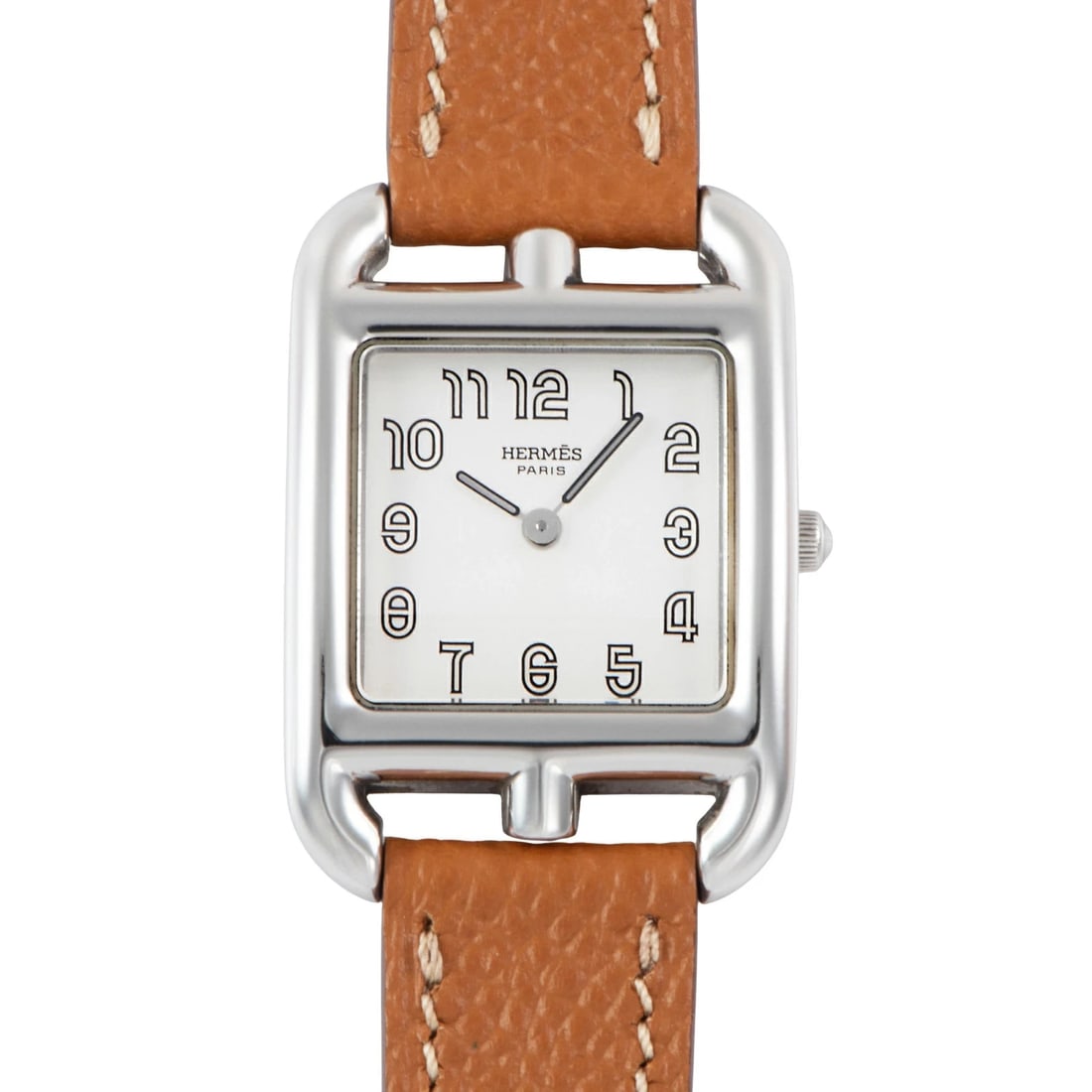 HERMES CAPE COD STAINLESS STEEL WATCH QUARTZ WHITE: HERMES Cape Cod Stainless Steel Watch Quartz White Brand: HERMES Type: Wristwatch Material: Stainless Steel / Leather Color: Dial color silver Size: Case diameter: Height approx. 33mm x Width approx. 