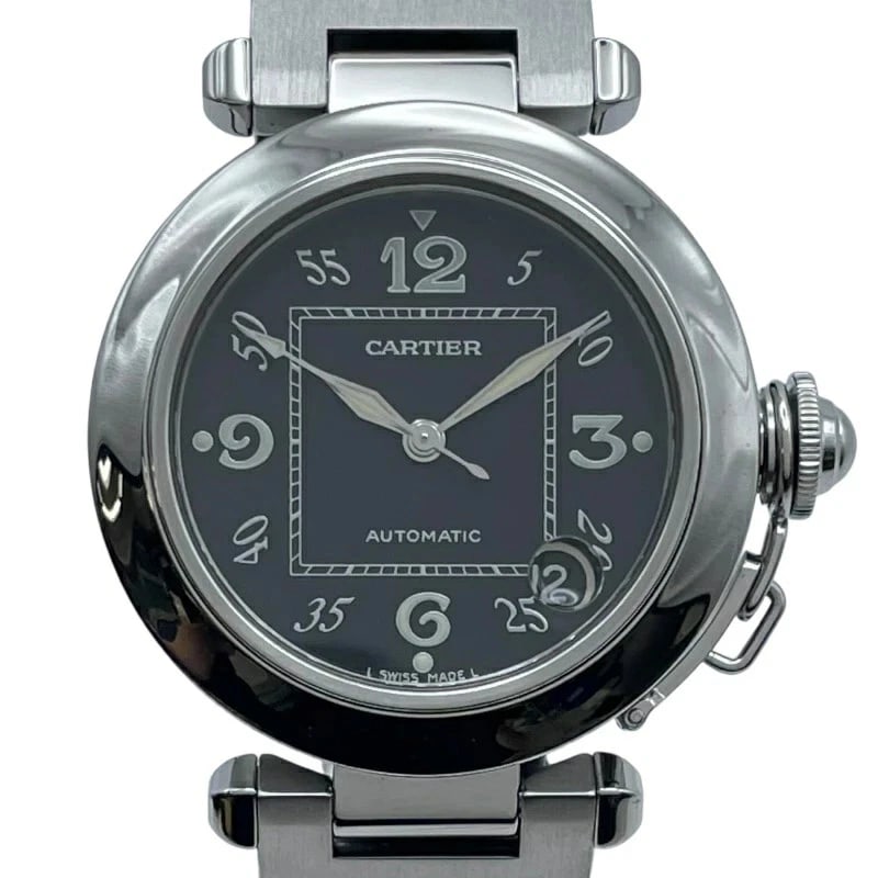 CARTIER PASHA C BLACK WATCH AUTOMATIC: Cartier Pasha C Black Watch Automatic Brand: Cartier Type: Wristwatch Material: Stainless Steel / Stainless Steel Color: Dial color Black Size: Arm circumference approx. 16cm Band width approximately 