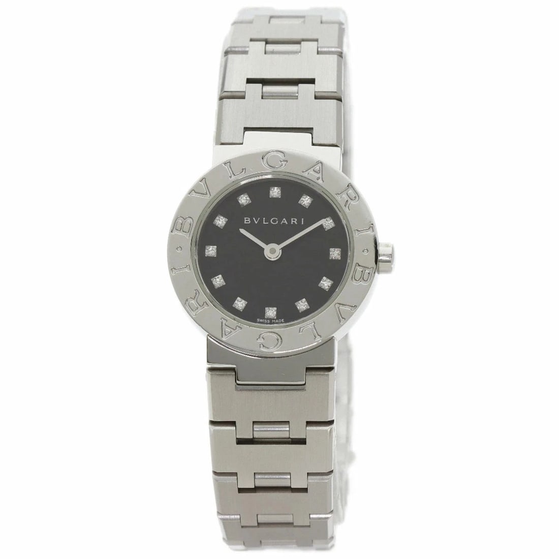 BVLGARI DIAMOND WATCH STAINLESS STEEL: BVLGARI Diamond Watch Stainless Steel Brand: BVLGARI Type: Wristwatch Material: ss Color: Dial color silver Size: Size 22mm Accessories: None Accessories Notice: When purchasing pre-owned goods,