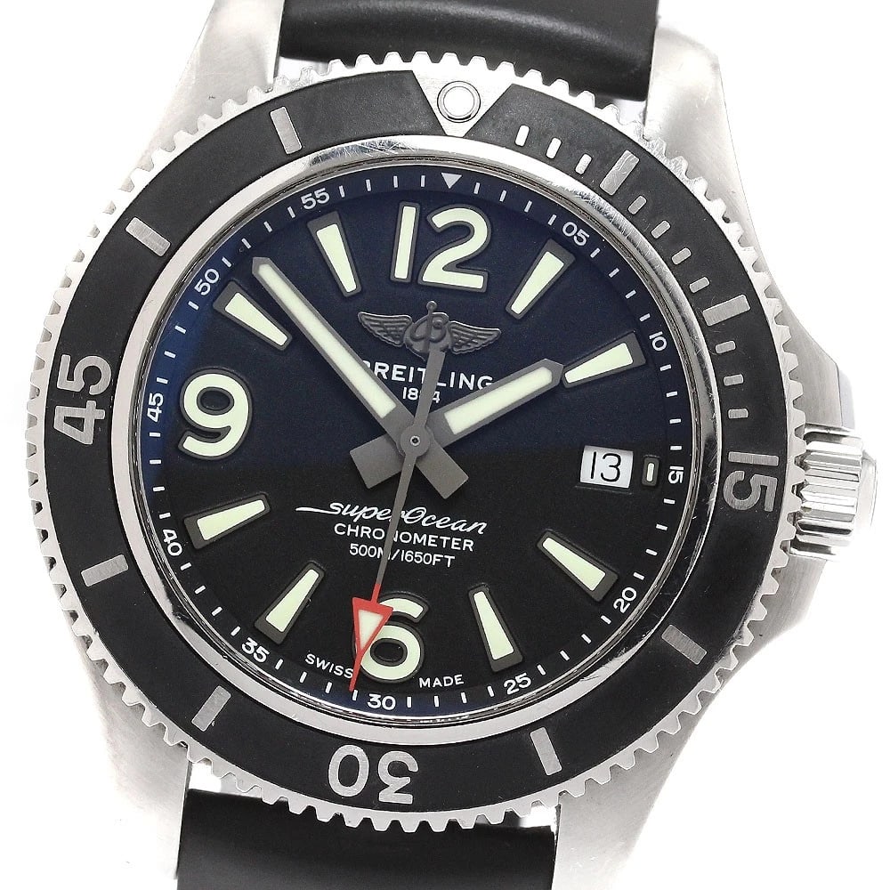 BREITLING SUPER OCEAN DATE BLACK DIAL AUTOMATIC WATCH: BREITLING Super Ocean Date black Dial Automatic Watch Brand: BREITLING Type/Style: Wristwatch Material: Band Material rubber, Case Material Stainless Steel / rubber Color: Band Color black, Dial