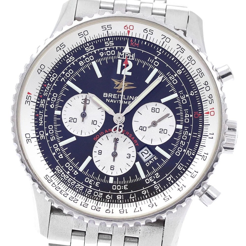 BREITLING NAVITIMER ANNIVERSARY MODEL AUTOMATIC WATCH: BREITLING Navitimer Anniversary Model Automatic Watch Brand: BREITLING Type/Style: Wristwatch Material: Band Material Stainless Steel, Case Material Stainless Steel / Stainless Steel Color: Band Color
