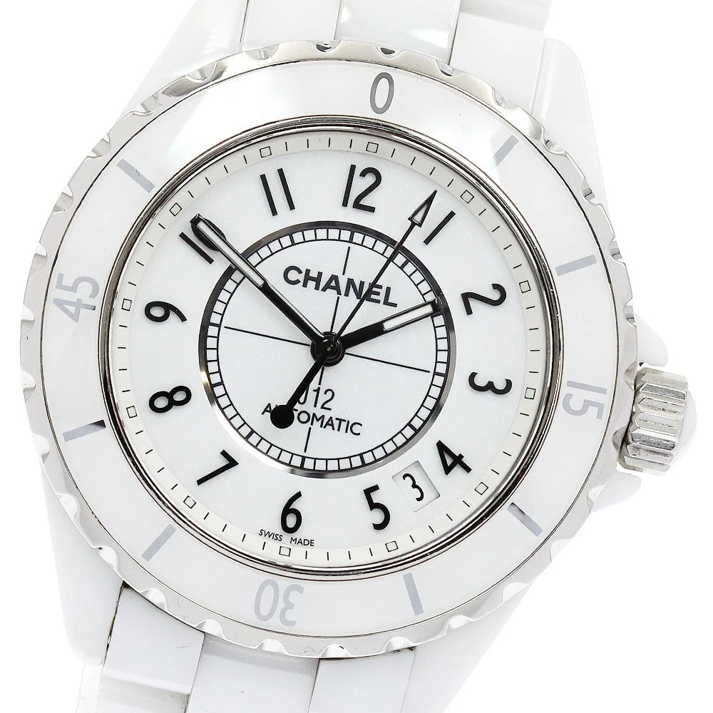 CHANEL J12 WHITE CERAMIC AUTOMATIC WATCH: CHANEL J12 White Ceramic Automatic Watch Brand: CHANEL Type/Style: Wristwatch Material: Band Material Ceramic / Stainless Steel, Case Material Stainless Steel / ceramic Color: Band Color white, Dial C