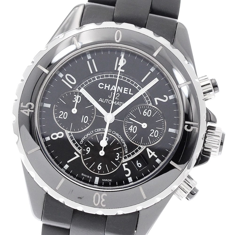 CHANEL BLACK CERAMIC CHRONOGRAPH AUTOMATIC WATCH: CHANEL Black ceramic chronograph Automatic Watch Brand: CHANEL Type/Style: Wristwatch Material: Band Material rubber, Case Material Stainless Steel / rubber Color: Band Color black, Dial Color black,