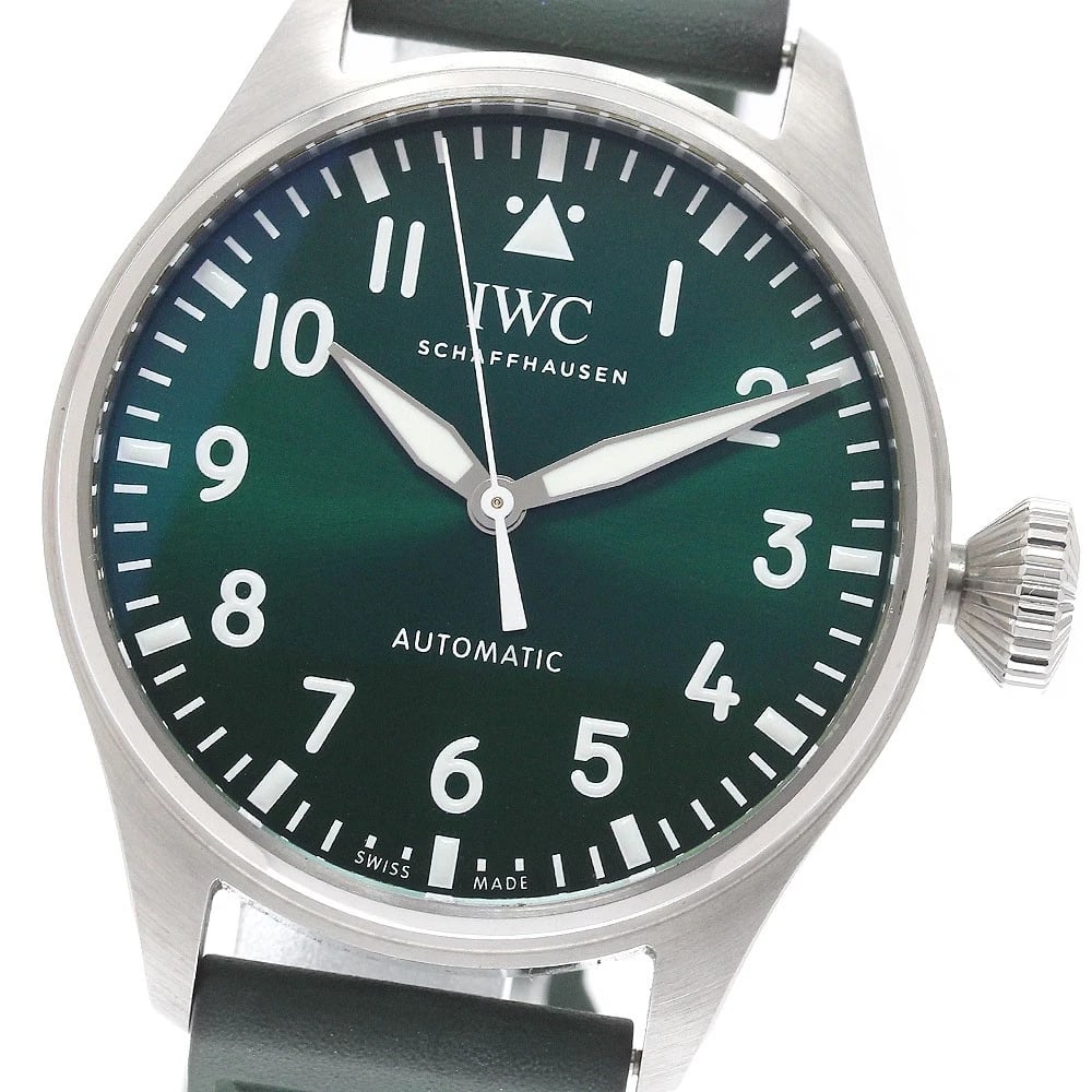 IWC SCHAFFHAUSEN BIG PILOT WATCH GREEN AUTOMATIC, WATCH: IWC SCHAFFHAUSEN big pilot watch green Automatic, Watch Brand: IWC SCHAFFHAUSEN Type/Style: Wristwatch Material: Band Material rubber, Case Material Stainless Steel / rubber Color: Band Color green,