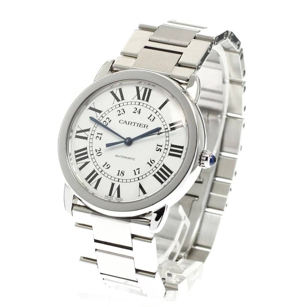 CARTIER RONDE SILVER AUTOMATIC WATCH - 2