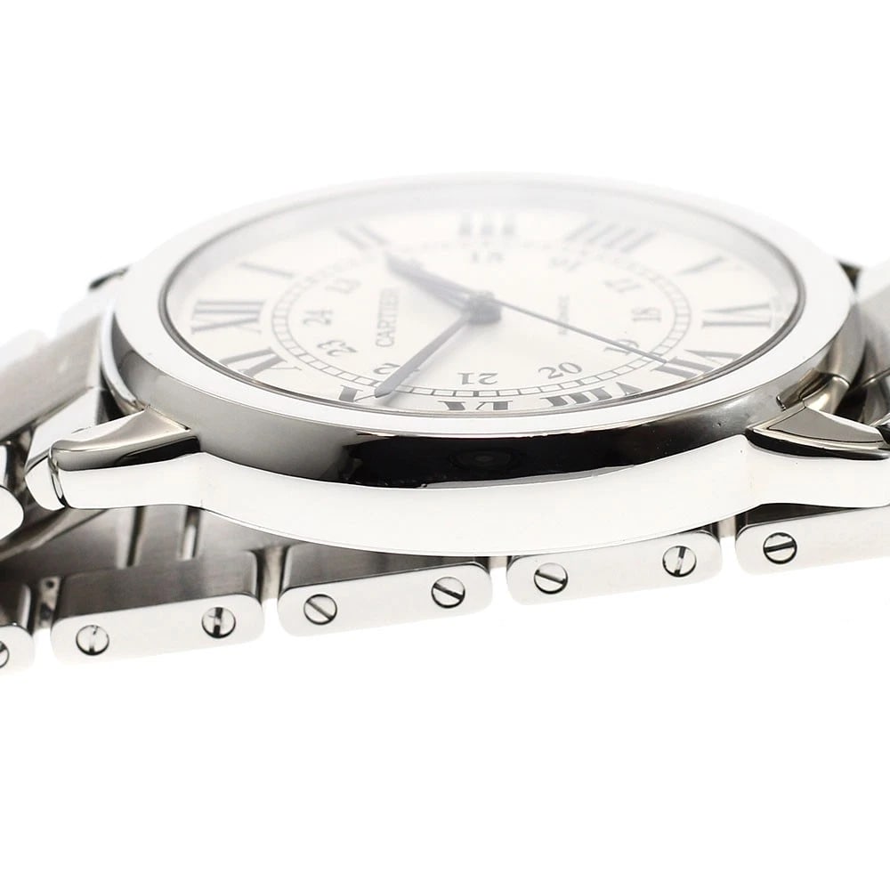CARTIER RONDE SILVER AUTOMATIC WATCH - 4