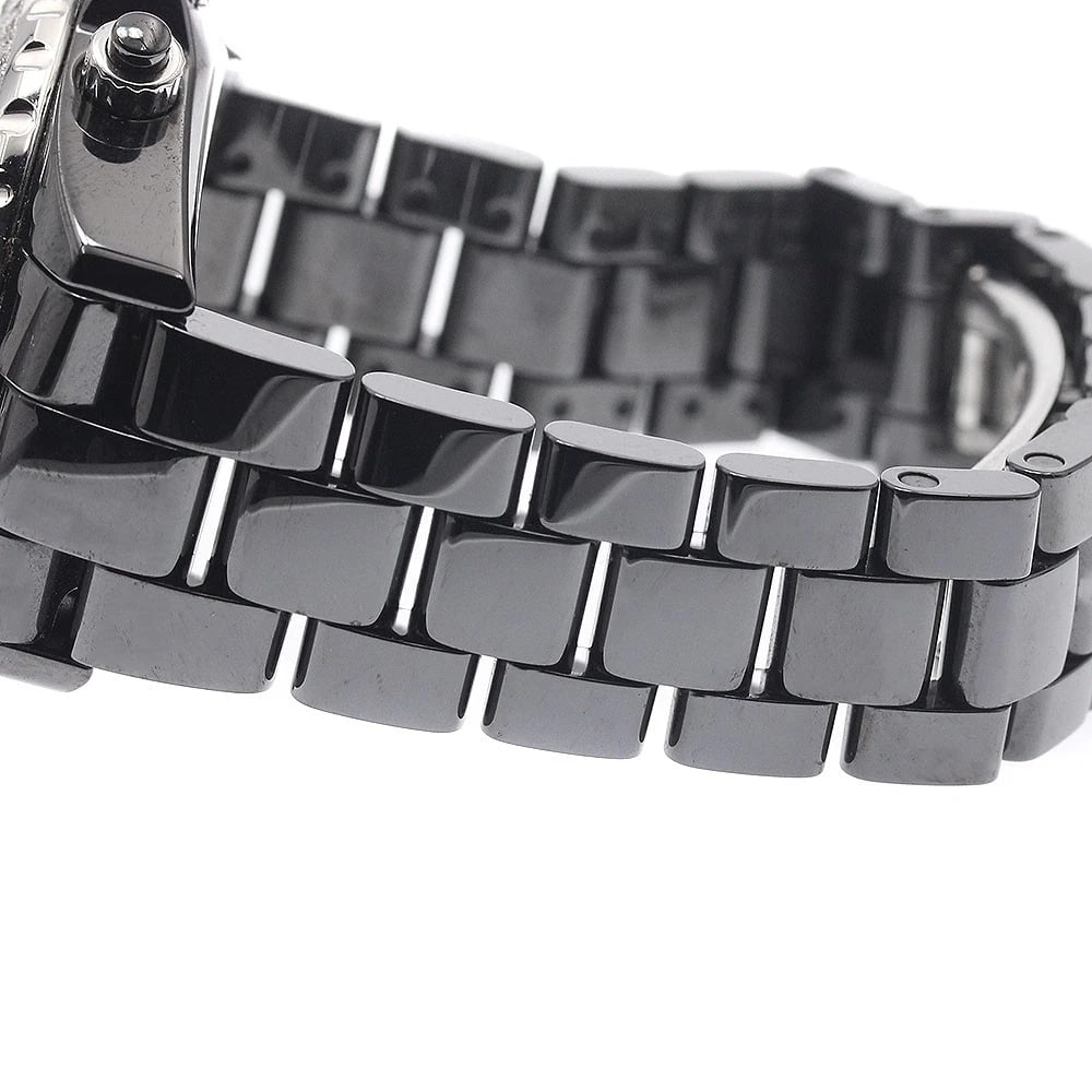 CHANEL BLACK CERAMIC DOUBLE DIAMOND BEZEL AUTOMATIC WATCH - 3