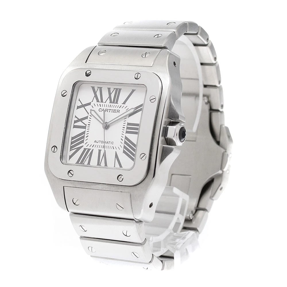 CARTIER SANTOS SILVER DIAL AUTOMATIC WATCH - 2
