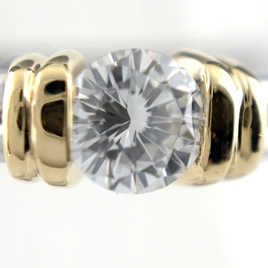 DIAMOND DESIGN PLATINUM YG RING - 2