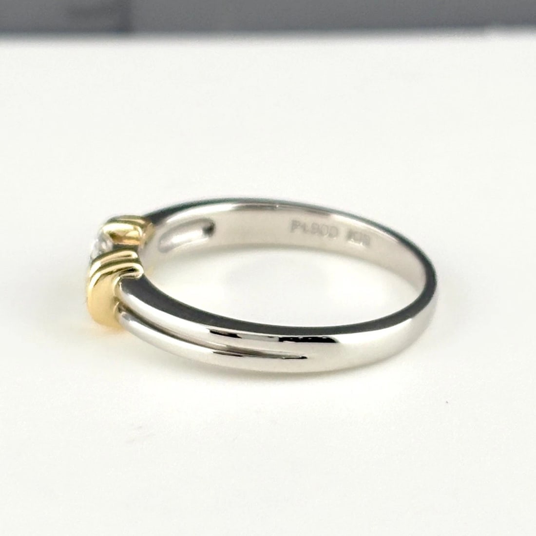 DIAMOND DESIGN PLATINUM YG RING - 4