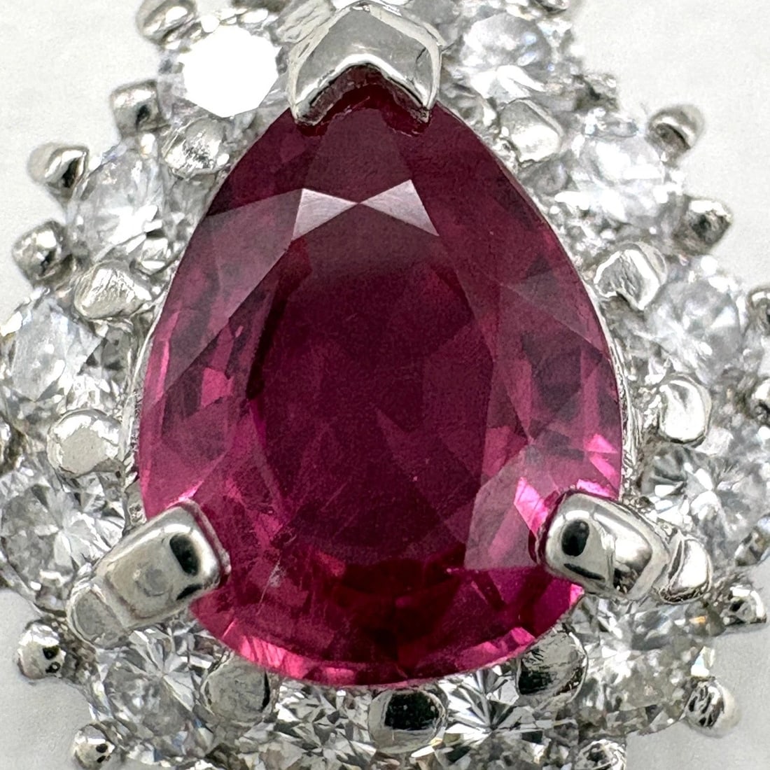 RUBY PENDANT HEAD PLATINUM MELEE DIAMOND - 2