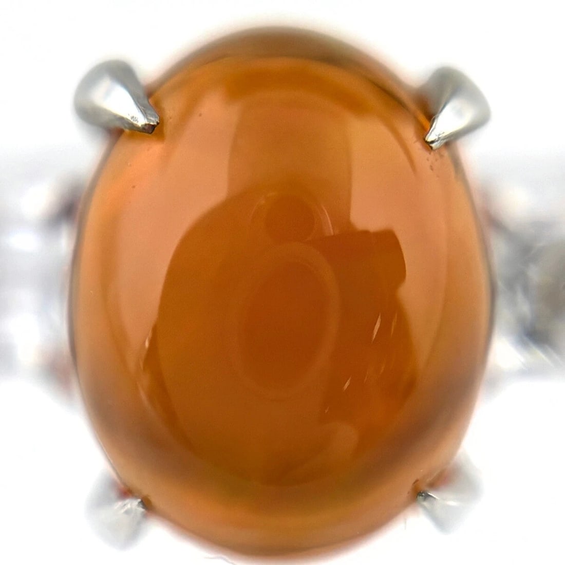 FIRE OPAL DESIGN PLATINUM MELEE DIAMOND RING (1 of 2)