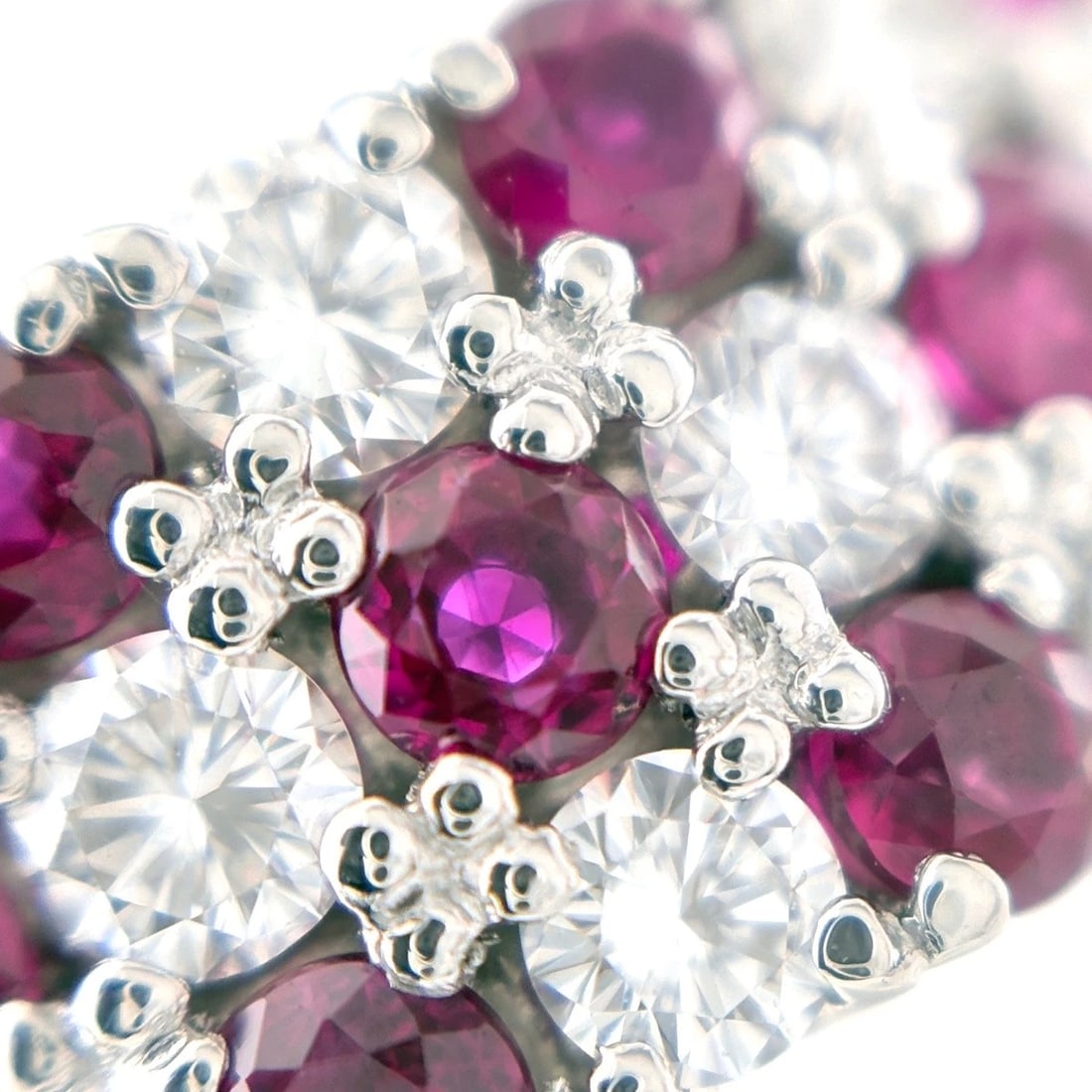 TASAKI RUBY DESIGN PLATINUM MELEE DIAMOND RING - 2