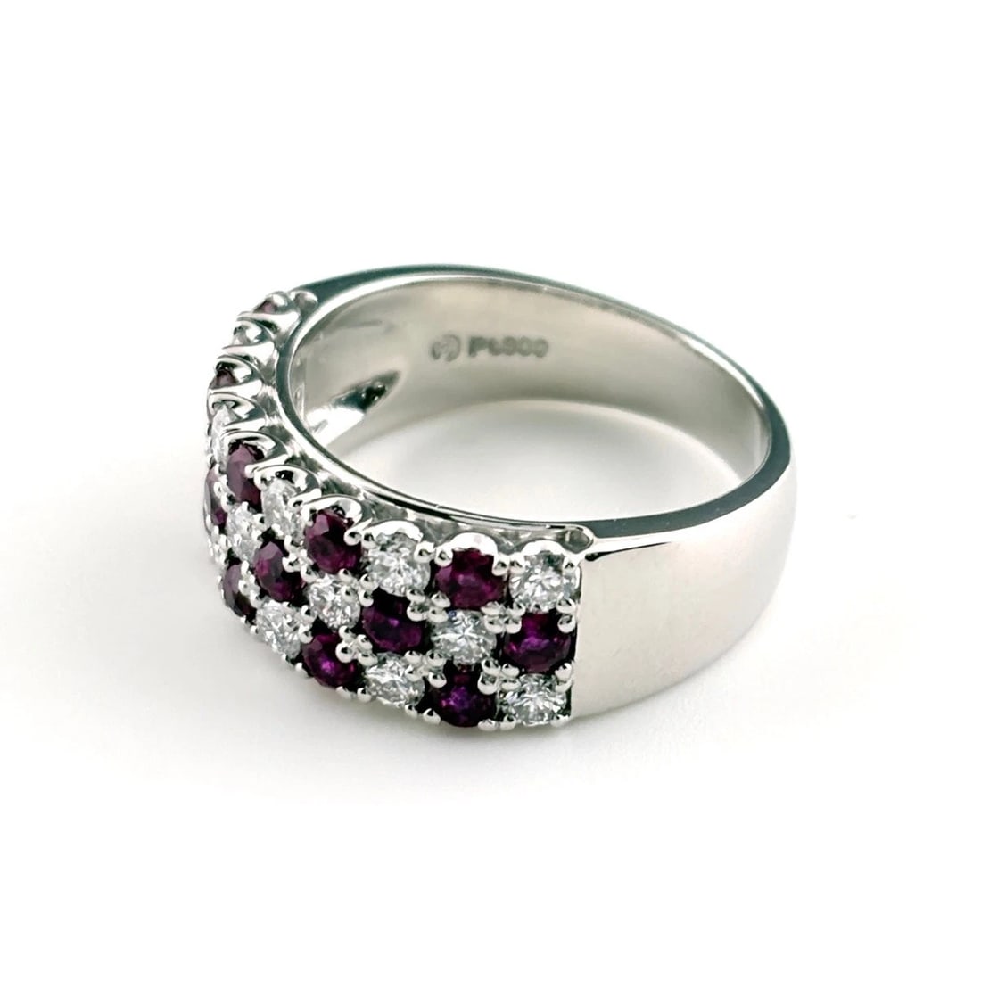 TASAKI RUBY DESIGN PLATINUM MELEE DIAMOND RING - 3