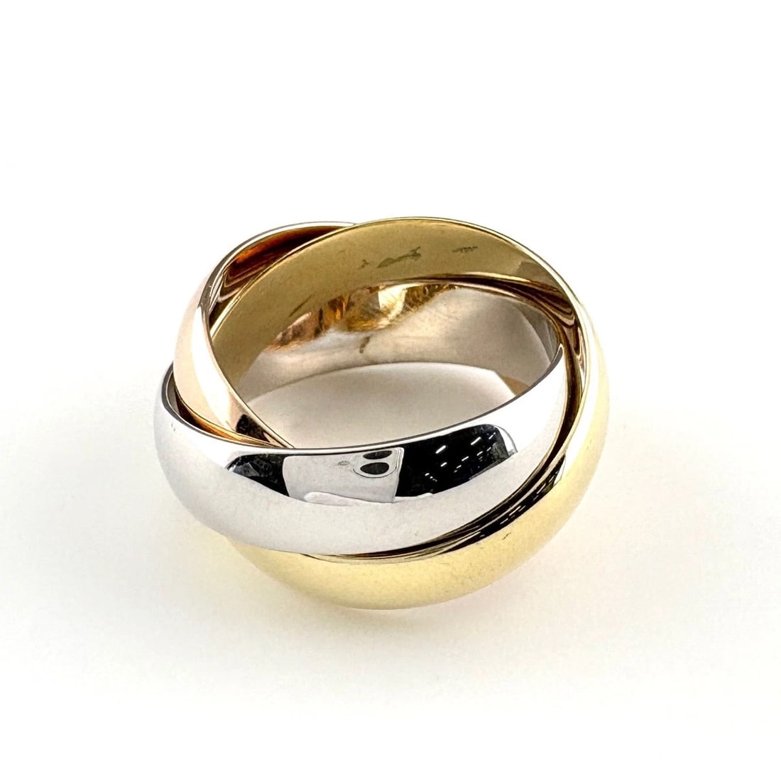 CARTIER TRINITY RING YG WG PG: CARTIER Trinity Ring YG WG PG Brand: CARTIER Type/Style: Ring Material: 750WG PG YG, Main Stone/Creation Natural Color: WG PG YG Size: US 6.5 Accessories: None Accessories Notice: When pur