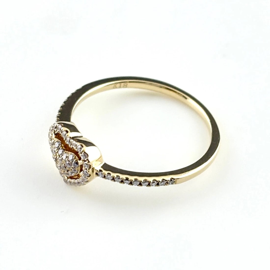 HEART MOTIF DESIGN YG MELEE DIAMOND RING: heart motif design YG melee diamond Ring Brand: Unbranded Type/Style: Ring Material: 18KYellowGold, Main Stone/Creation Natural Color: YellowGold Size: US 6 Accessories: None Accessories Notice: When