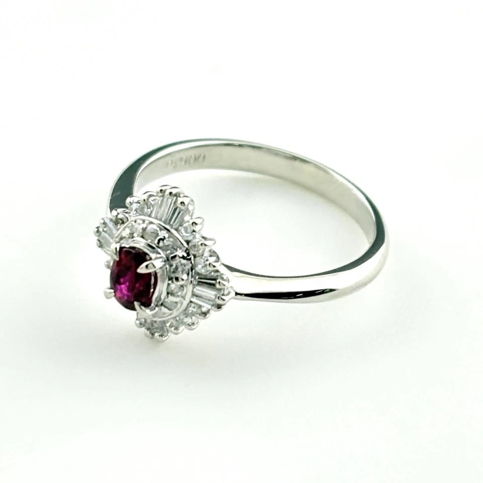 RUBY DESIGN PLATINUM MELEE DIAMOND RING: ruby design Platinum melee diamond Ring Brand: Unbranded Type/Style: Ring Material: Pt900, Main Stone/Creation Ruby diamond Color: None Size: US 5.5 Accessories: None Accessories Notice: When