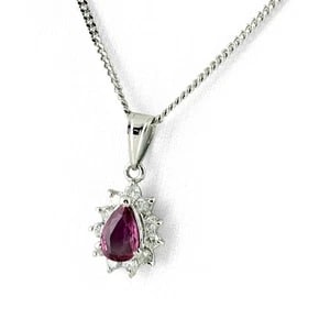 RUBY DESIGN NECKLACE PLATINUM PENDANT MELEE DIAMOND: Ruby Design Necklace Platinum Pendant melee diamond Brand: Unbranded Type/Style: Necklace Material: Pt850, Main Stone/Creation Ruby Diamond Color: None Size: Chain / code 40cm(15.7")Chain width