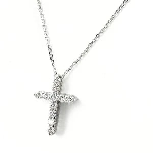 CROSS MOTIF DESIGN NECKLACE WG PENDANT MELEE DIAMOND: Cross motif design Necklace WG Pendant melee diamond Brand: Unbranded Type/Style: Necklace Material: 18K ?WG, Main Stone/Creation Natural Color: WG Size: Chain / code 45cm(17.7") Pendant size