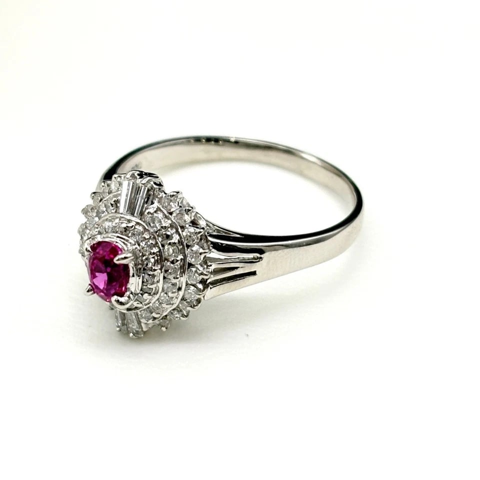 RUBY DESIGN PLATINUM MELEE DIAMOND RING: ruby design Platinum melee diamond Ring Brand: Unbranded Type/Style: Ring Material: Pt900, Main Stone/Creation Ruby Color: PT Size: US 9.5 Accessories: None Accessories Notice: When purcha