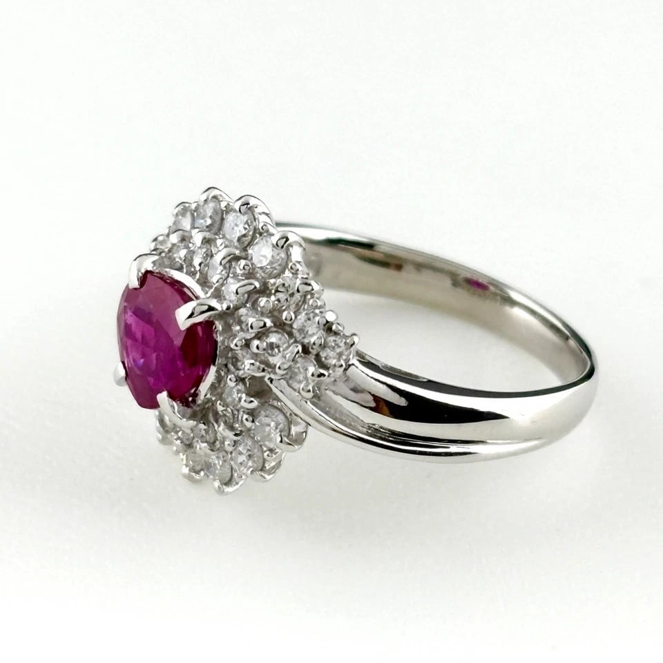 RUBY DESIGN PLATINUM MELEE DIAMOND RING: ruby design Platinum melee diamond Ring Brand: Unbranded Type/Style: Ring Material: Pt900, Main Stone/Creation Ruby diamond Color: None Size: US 6.5 Accessories: None Accessories Notice: W